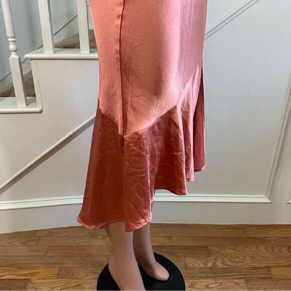 NWT coral satin slit midi dress - Picture 12 of 16